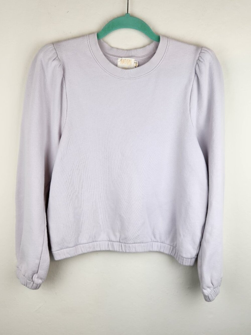 Nation LTD Cotton Puff Sleeve Crewneck Sweatshirt sz M